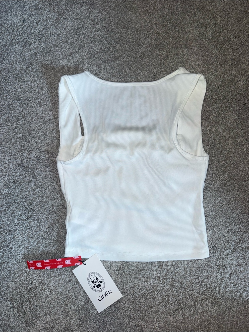 Cider White Ruched Square-Neck Ribbed Tank - Picture 3 of 7
